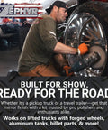 Man using Ultra Shine Aluminum Wheel Polishing Kit With 10 Inch Buffs For A Deep Mirror Finish On Forged Wheels, Semi Trucks