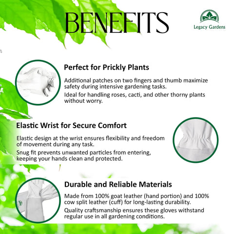 Benefits of Long Goatskin Leather Gardening Gloves For Women And Men, Thorn Resistant Gauntlet For Rose Pruning
