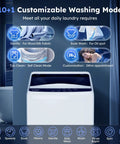 Compact Portable Washing Machine Offering Ten Automatic Wash Settings And 360 Splash Clean Power Built Right Into Small Spaces showing customizable washing modes.
