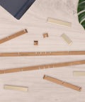 Cherry wood pieces from Kumiko DIY Kit With Kakuasa No Ha Pattern Ready To Assemble Wall Art, Japanese woodworking craft