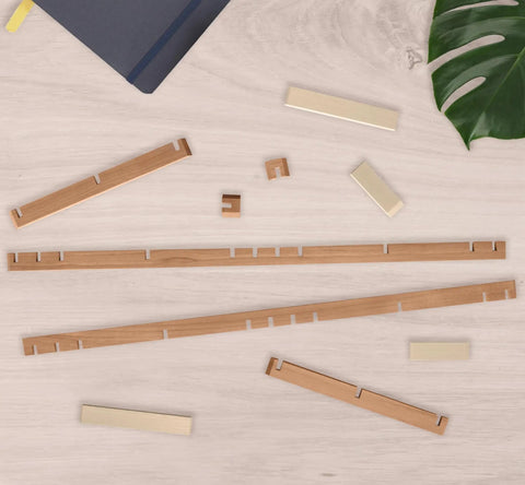 Cherry wood pieces from Kumiko DIY Kit With Kakuasa No Ha Pattern Ready To Assemble Wall Art, Japanese woodworking craft