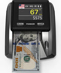 AL 135T Counterfeit Bill Detector Money Checker With Three Inch Digital Screen showing USD verification