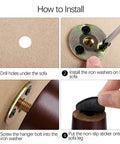 Installation steps for 8 Inch Round Solid Wood Furniture Legs Set Brown 8 Pieces With M8 T Nuts Screws Insert Nuts And Felt Non Slip Pads Replacement Sofa Couch Armchair Cabinet Dresser Leg Kit For DIY Projects.