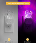 Dinosaur Night Light For Kids And Boys Plug In LED Nightlight with dusk to dawn sensor, showing off and on modes.