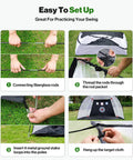 Setup steps for Backyard Golf Practice Net 10 By 7 Feet With Hitting Mat Targets And Balls For Indoor And Outdoor Swing Training