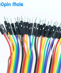 Close-up of 120Pcs Multicolor Dupont Jumper Wires 40 Pin Male To Female Breadboard Kit for Arduino Prototyping 20cm Cables