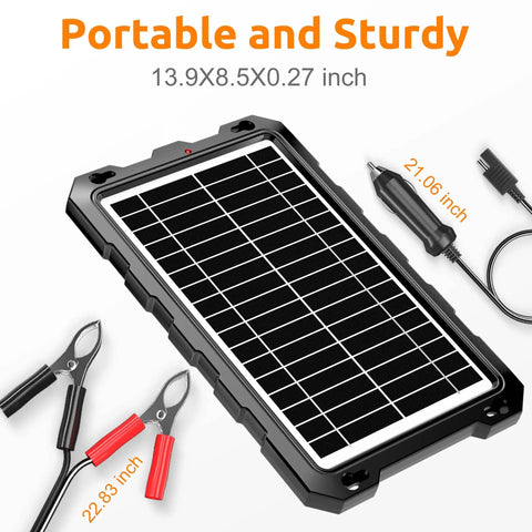 12V Solar Battery Charger Kit With 10W Waterproof Panel And Battery Maintainer Trickle Charger Upgraded Built In Charge Controller