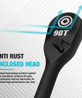 Close-up of Work Horse 3/8 Inch Drive Ratchet Wrench with 90 tooth gearing and enclosed anti-rust head design.