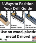 Compact V Drill Guide With Twenty One Drill Sizes For Straight, Accurate Hand Drilling On Flat Surfaces, Corners And Round Parts