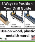 Heavy Duty US Made Steel Precision Drill Guide Keeping Holes Straight As An Arrow For 3 To 9.5 Millimeter Metric Sizes used on corners, round pieces, flat materials