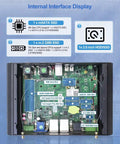 Internal interface display of Built Like A Tank Rugged Mini Pc showcasing mSATA and SSD slots for storage expansion.