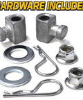 Heavy Steel Deck Lift Hanger Rod Kit Compatible With John Deere Tractors No Sweat Installation Plus Professional Grade Rust Proof Zinc Coating includes hardware.