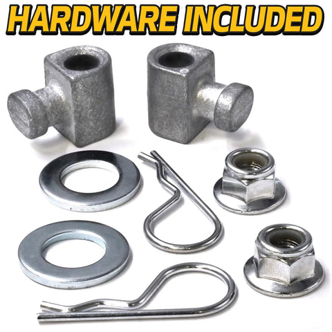 Heavy Steel Deck Lift Hanger Rod Kit Compatible With John Deere Tractors No Sweat Installation Plus Professional Grade Rust Proof Zinc Coating includes hardware.