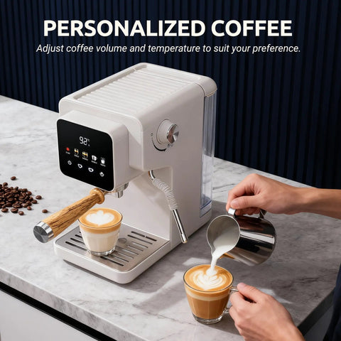 Next Level Touchscreen Espresso Machine Loaded With A 20 Bar Italian Pump And Quick Release Steam Wand for personalized coffee brewing.
