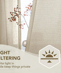 Light filtering Boho Curtain Set With Faux Linen Texture 2 Panels Light Filtering Back Tab Drapes 84 Inches Long 52W By 84L
