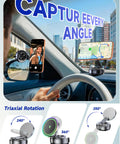 Driver using MagSafe Car Mount Charger with 15W fast wireless charging, showcasing 360-degree rotation on dashboard.