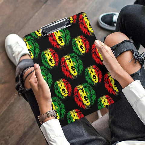 Flag Rasta Print Acrylic Clipboard With Durable Smooth Writing Surface And Clear See Through Deck Holds A4 Or US Letter Papers, lion print