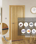 Two Pack Door Seal With Aluminum Plate And Nylon Bristles shown on wooden door, blocks dust and noise, ivory matte, energy saver.