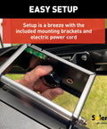Close-up of Detachable Electric RV Awning Patio Heater With Built In Timer Powder Coated Steel UL Certified IP35 Weather Rated setup