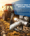 Beefy Universal Joint Kit For Tractor Driveshaft With Needle Bearing 441M in muddy field, showcasing torque transfer efficiency.