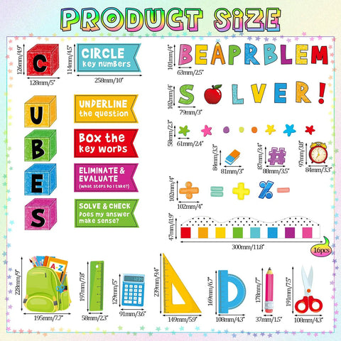 Be A Problem Solver Math Bulletin Board Cutouts Colorful Classroom Decor For Back To School First Day Wall And Window Displays