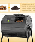 Dual Chamber Compost Bin Tumbler For Outdoors 37.5 Gallon All Season Garden Kitchen Yard System With Easy Turn Door