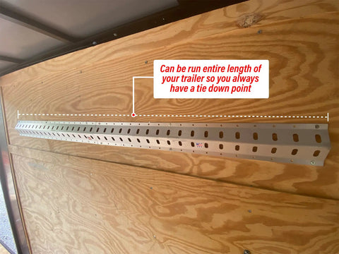 36 Inch Trailer Track Tie Down System With E Track S Track And L Track Anchors mounted on trailer wall