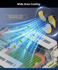 Illustration of Beast Mode Heavy Duty Outdoor Pedestal Fan With 9600 CFM providing wide area cooling for stadium and gymnasium.
