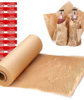 Eco Friendly Honeycomb Packing Paper Wrap 15 Inch By 131 Foot Roll With 20 Fragile Stickers Natural Kraft Brown Biodegradable