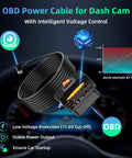 Image of OBD2 to USB C Dash Cam Power Adapter With Hardwire Kit and Parking Mode, Low Voltage Protection 11.6 to 23.4V, ACC Detection.