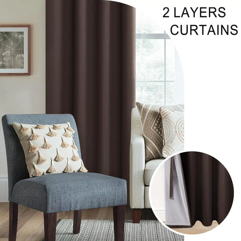 70 Inch Wide By 84 Inch Long Blackout Curtain Panels With Tiebacks, 100 Percent Darkening And Thermal Insulation in living room