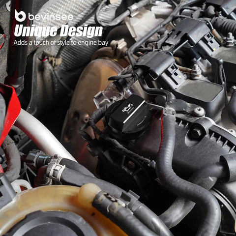 Engine Oil Fill Cap 06K103485C Aluminum Black for VW Audi EA888 Gen 3 installed in engine bay