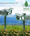 Solar Ultrasonic Outdoor Animal Deterrent Pack With Motion Sensor And Flash Light Keeps Deer Rabbits Squirrels Raccoons And Chipmunks Out Of Your Yard Humane Pest Repellent For Gardens And Lawns Keeps Pests At Bay. IPX4 weatherproof unit