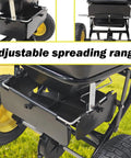 Pro Grade Walk Behind Broadcast Spreader For All Season Lawn Care And Commercial And Residential Use With 100Lb Hopper And 13 Inch All Terrain Pneumatic Tires Enclosed Gearbox Grate Cover Spreads Seed Fertilizer Salt And Snow Melt Across Large Areas, adjustable spreader range focus.