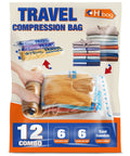 Travel Compression Bags 12-Piece Set With 6 Medium And 6 Large Space Saver Bags No Vacuum Needed For Cruise Packing And Luggage Organization