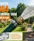 Garden hose with 304 stainless steel clamp highlighting rust resistance from 250 Piece Beefy Stainless Steel All In One Hose Clamp Kit.