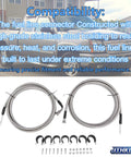 No Sweat Flexible Stainless Steel Braided Fuel Line Quick Fix Kit For Chevrolet Silverado 1500 And Gmc Sierra 1500 V8 Engines 4 8 5 3 6 0 Liter Years 2004 2007 Direct Swap Replacement Part with connectors.