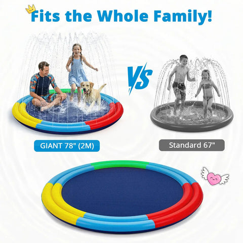 78 Inch Extra Large Non Slip Splash Pad For Kids And Dogs With Thicker Sprinkler Mat Backyard Outdoor Water Toy comparison
