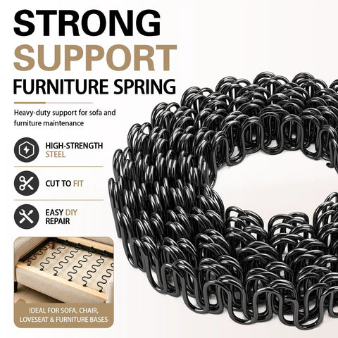 Heavy Duty 45 Foot Zig Zag Upholstery Springs For Couches showing wavy coil spring made of high-strength steel for furniture repair.