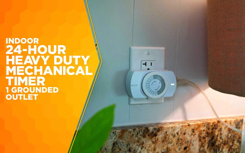 Solid As A Rock Plug In Mechanical Timer For Lamps And Appliances with 24 hour dial control in a home outlet.