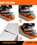 Pro Grade O1 Tool Steel Low Angle Block Plane For Heavy Duty Wood Smoothing, showing adjustable depth knob and steel blade.