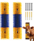 Dope Livestock Scratch Brush Set With 8 Screws For Cattle Horses Sheep And Pigs Back Grooming Massage Tool Yellow 2 Pack on white background