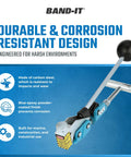 Top Shelf Center Punch Installer With Built In Cutter For 5/8 And 3/8 Inch Hose Clamps Knockout Setup For Duct Hangers And Plumbing Jobs Nailed Without Any Hassle, durable carbon steel tool with a blue finish.