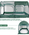 Pop Up Chicken Run Portable Pen With Three Doors, Super Easy Setup For Small Animals, Outdoor Garden Coop, Foldable Design