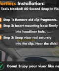 Installation instructions and process for Honda Sunvisor Clip 2 Pack Replacement For Accord Civic CR V Element Fit Insight Odyssey 1996 2011 Models 88217 S01 A01ZA Keeps Your Visor Up And Secure Easy Install Durable Interior Accessory.