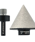 Diamond beveling chamfer bit with 2-inch diamond cone tip and hex shank adapter, POLISHSURF brand