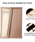 Gold pouch for Gold Eyelash Extension Tweezer Set With Diamond Grip For Precision Lashes Pro Grade Tools, easy-open design.