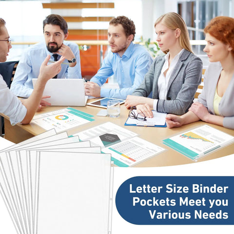 36 Pack Letter Size Binder Pockets With Zipper Pouch Waterproof PVC Pro Grade Document Organizer for meetings