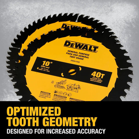 10 Inch General Purpose Saw Blades Combo Pack 40T 60T For Killer Clean Cuts with Ultra Sharp Carbide