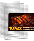 Disposable Grill Grates Set Of 10 For Outdoor Grills And Smokers Fits 11.8 By 15.7 Inch with grilled kebabs on grate